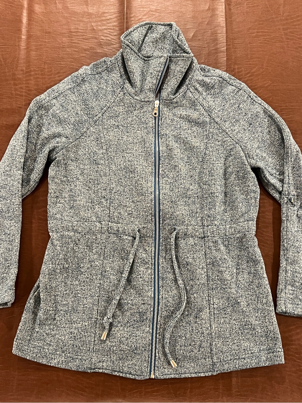 Christopher & Banks Women’s Metallic Blue Full-Zip Sweater - Medium